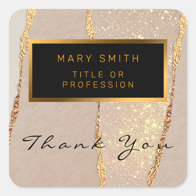 Autocollant carré en or rose pailleté de luxe (Devant)