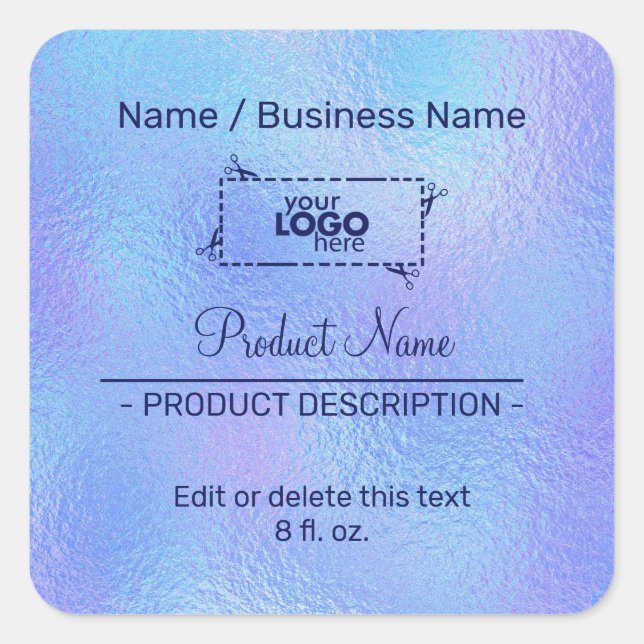 Autocollant Carré Étiquette Faux Iridescente (Devant)