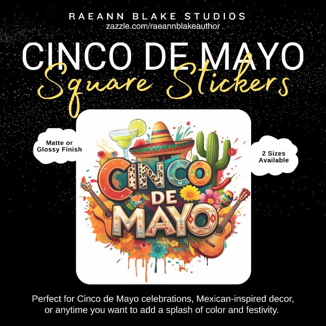 Autocollant carré festif de Cinco de Mayo (Créateur téléchargé)