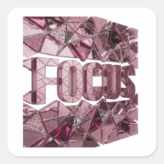 Autocollant carré FOCUS Rose Frais (Devant)