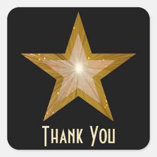 Autocollant carré "Gold" Star "Merci" noir