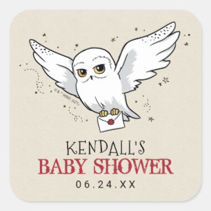 Autocollant carré Harry Potter   Baby Shower Hedwi