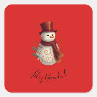 Autocollant carré Joyeux Noël - Feliz Navidad