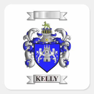 Autocollant carré Kelly Nom de famille et blason