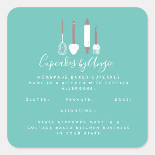 Autocollant carré Logo Outils de boulangerie Entre