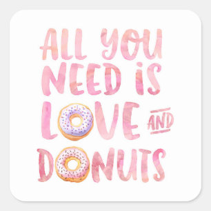 Autocollant carré Love and Donuts