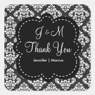 Autocollant Carré Mariage Monogramme personnalisé