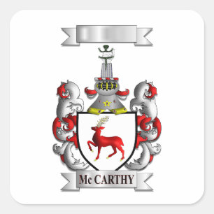 Autocollant carré McCarthy Nom de famille et blaso