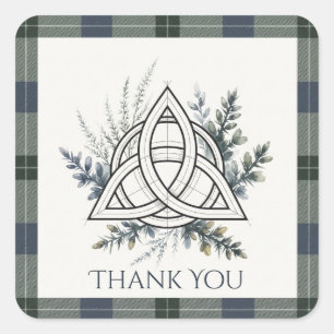 Autocollant carré Merci Tartan celtique écossais