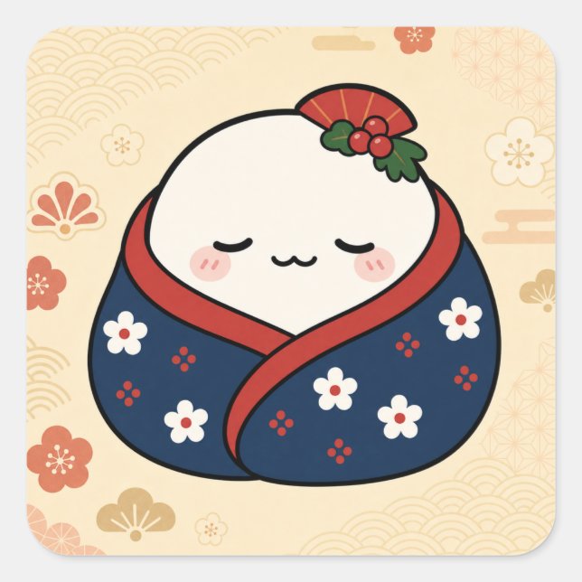 Autocollant carré Mochi de couverture douillette (Devant)