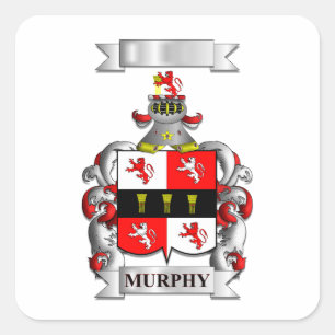 Autocollant carré Murphy Nom de famille et blason
