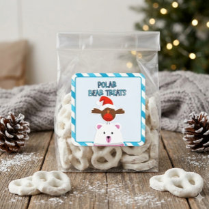 Autocollant carré Noël Traitements de l'ours polai