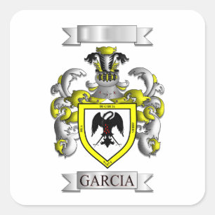 Autocollant carré Nom de famille Garcia et blason