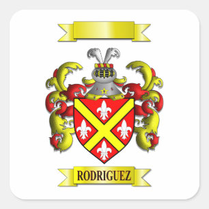 Autocollant carré Nom de famille Rodriguez et blas