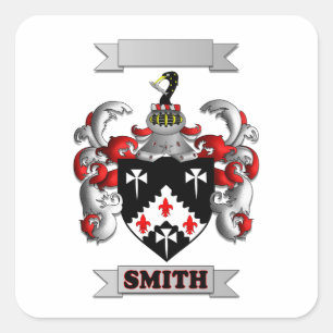Autocollant carré Nom de famille Smith et blason