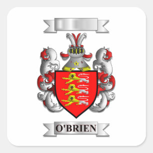 Autocollant carré O'Brien Nom de famille et blason