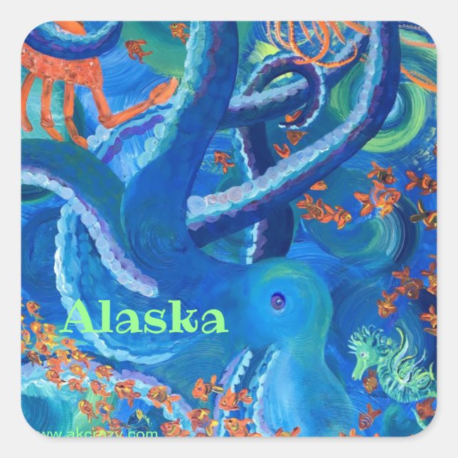Autocollant carré Octopacifica _ALASKA (Devant)