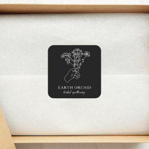 Autocollant carré or Apothicaire Herbal + Floral