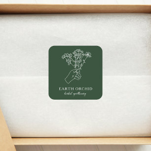 Autocollant carré or Apothicaire Herbal + Floral G