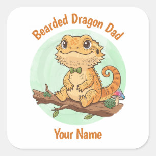 Autocollant Carré Papa Dragon Barbu Personnalisé