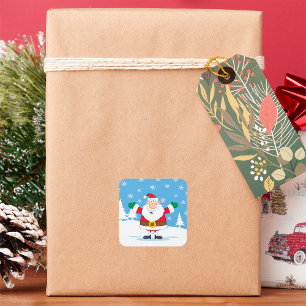 Autocollant Carré Père Noël d'hiver
