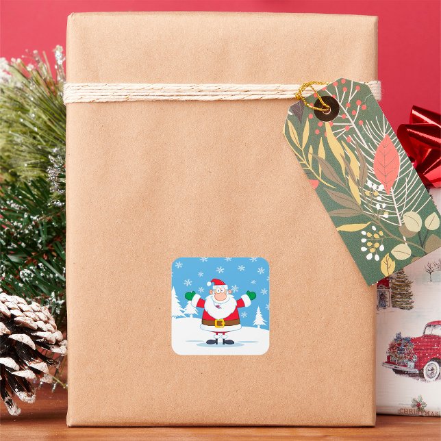 Autocollant Carré Père Noël d'hiver (Créateur téléchargé)