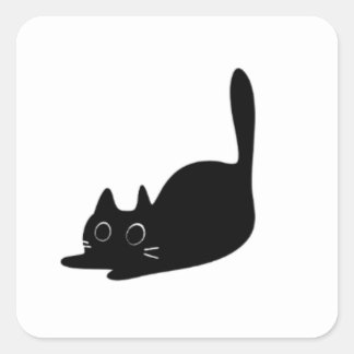 Autocollant carré personnalisé avec chat noir mign
