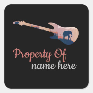 Autocollant carré personnalisé avec logo de guitar