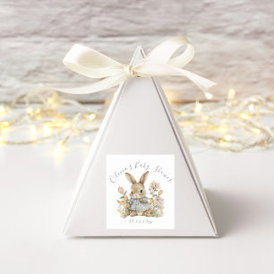 Autocollant carré personnalisé lapin bébé