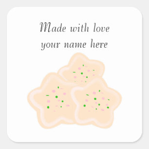 Autocollant carré personnalisé pour cookies de Noë