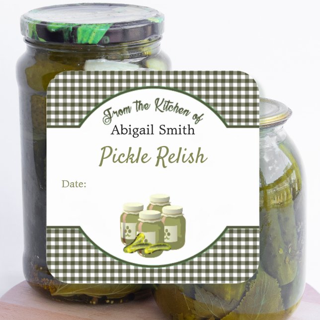 Autocollant carré Pickles et Relish en conserve (Créateur téléchargé)