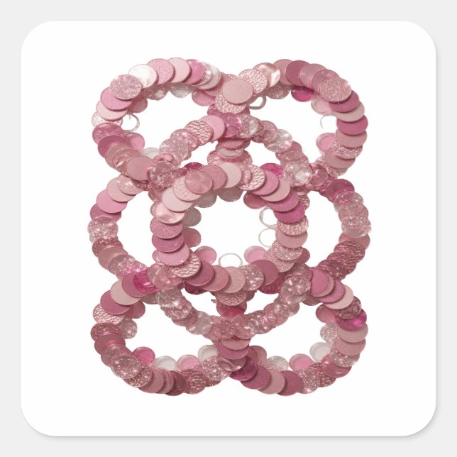 Autocollant carré PINK SEQUINS Argenté Cool (Devant)