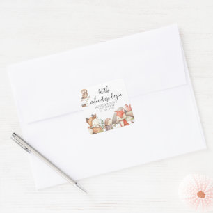 Autocollant carré pour Baby shower d'animaux de fo