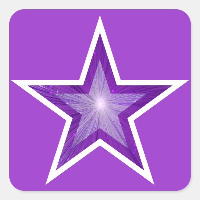 Autocollant carré Purple Star violet (Devant)