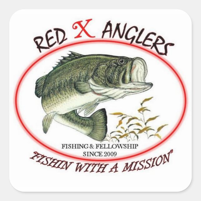 Autocollant carré Red X Anglers LMB (Devant)