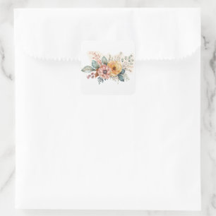 Autocollant carré rose et jaune