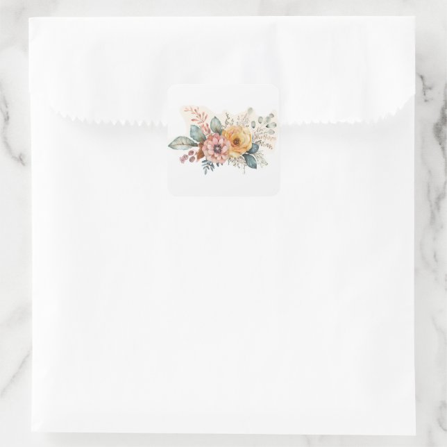 Autocollant carré rose et jaune (Sac)