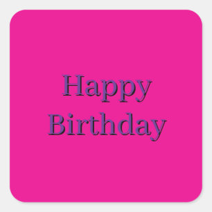 Autocollant carré rose - Joyeux anniversaire