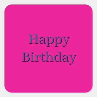 Autocollant carré rose - Joyeux anniversaire