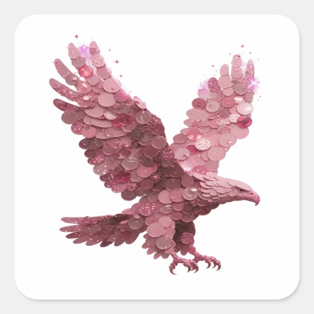 Autocollant carré rose PINK EAGLE (Devant)