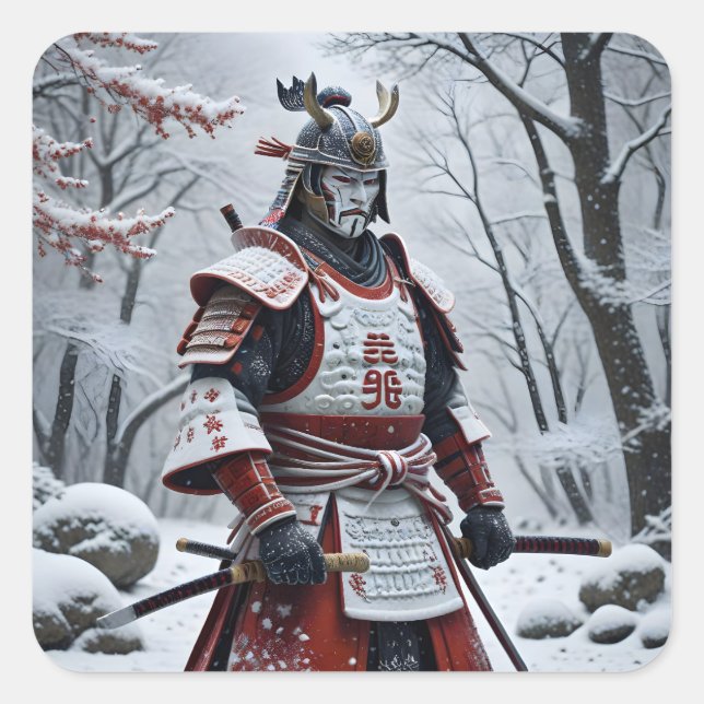 Autocollant carré Samouraï japonais (Devant)