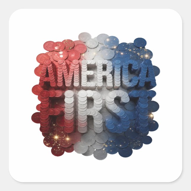 Autocollant carré Sharp Silver AMERICA FIRST (Devant)