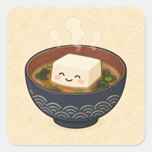 Autocollant carré Tofu Soupe Miso