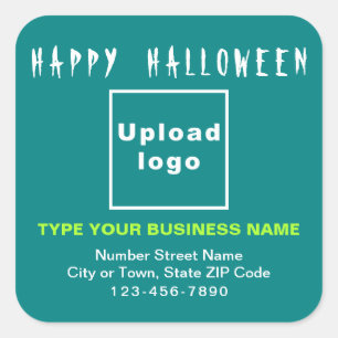 Autocollant Carré Turquoise Halloween d'affaires