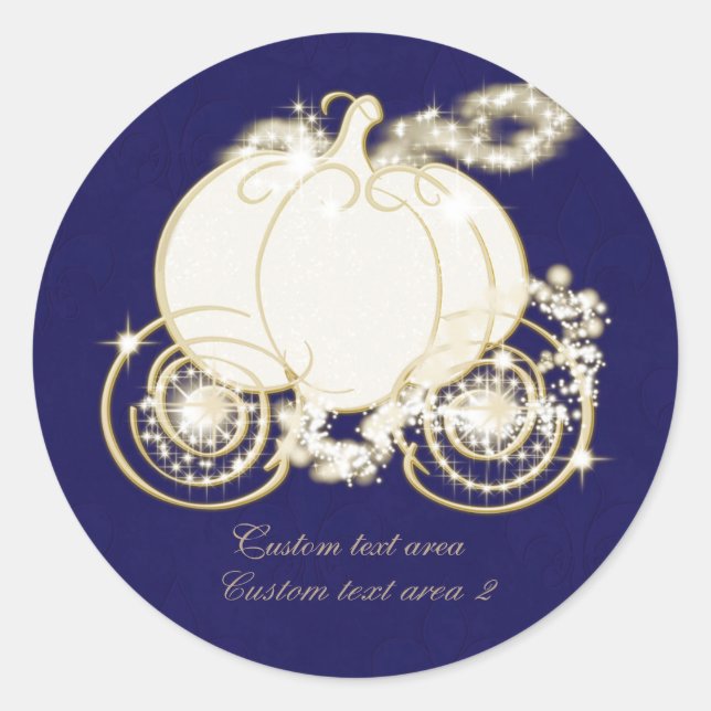 Autocollant Carrosse Royal Bleu Or de Cendrillon (Devant)