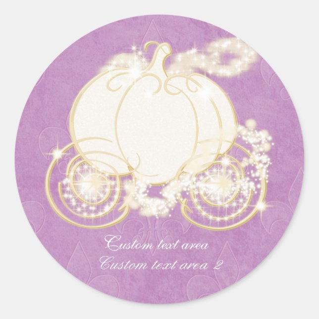 Autocollant Carrosse Violet Or Princesse Cendrillo (Devant)