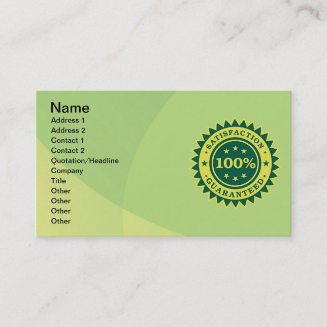 Autocollant Carte de visite 100% Satisfaction gara (Devant)