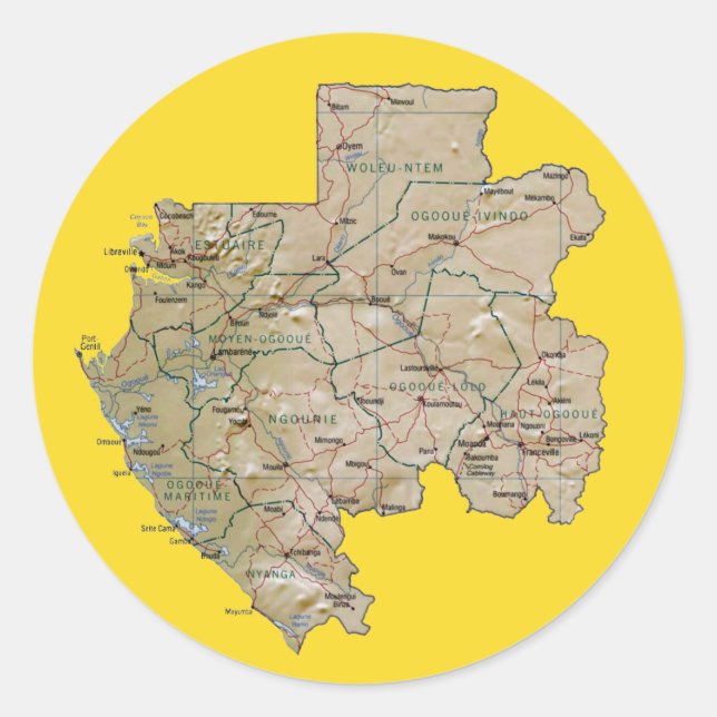 Autocollant carte du Gabon (Devant)