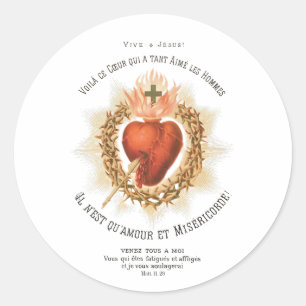 Autocollant carte sainte française du Sacré-Cœur d
