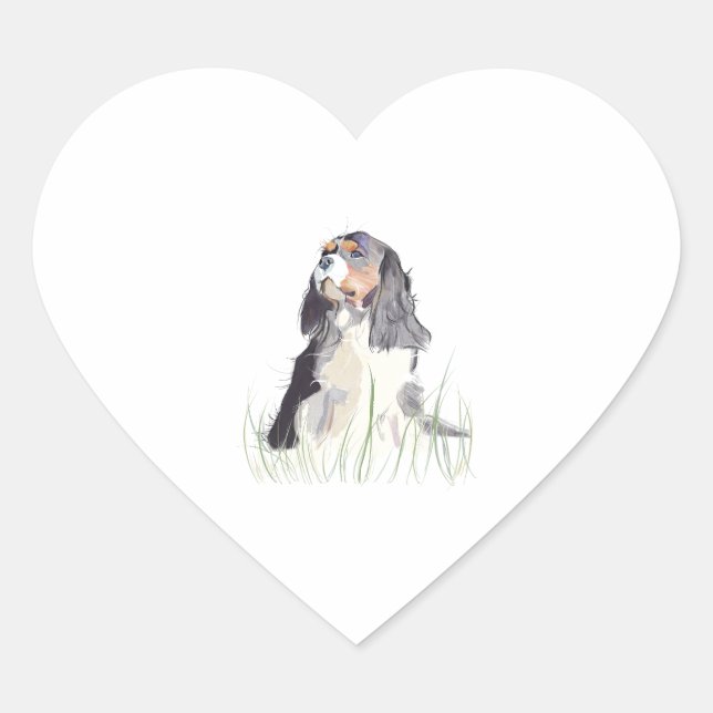 Autocollant Cavalier King Cute Heart (Devant)